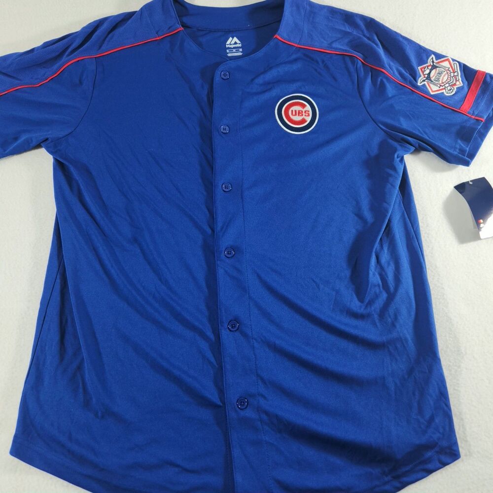 Majestic MLB Chicago Cubs Home Jersey Sz XL Men’s Top Blue Training Baseball
